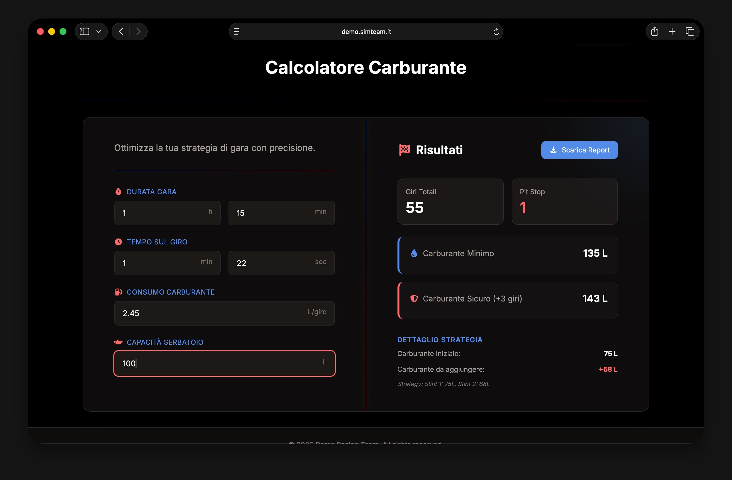 Screenshot Tool Carburante